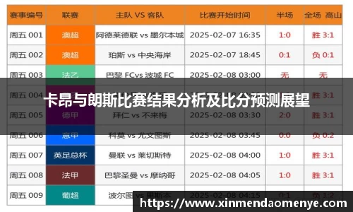 卡昂与朗斯比赛结果分析及比分预测展望