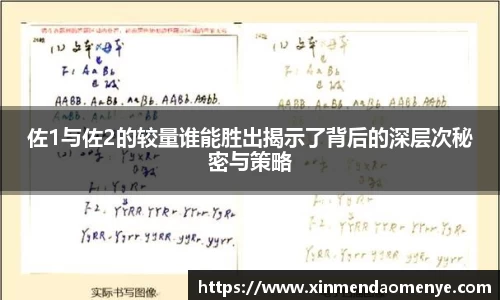 佐1与佐2的较量谁能胜出揭示了背后的深层次秘密与策略